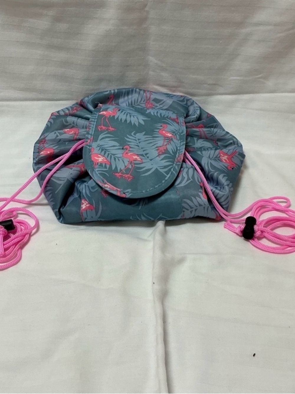 Flamingo Drawstring Makeup Pouch - Large